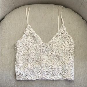 Zara Nude Beige Lace Crop Top